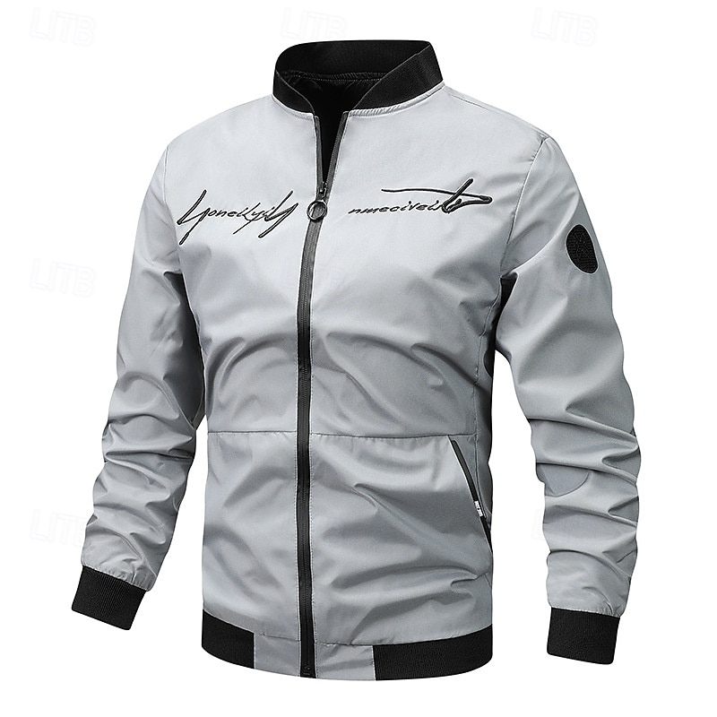 Men's Lightweight Jacket Outdoor Jacket Bomber Jacket Full Zip Spring &  Fall Active Black Navy Blue Dark Green Khaki Light Grey Jacket 2026 - $30.99 –P8