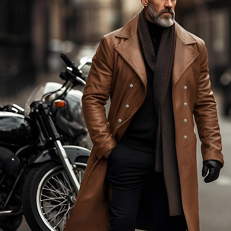Per uomo Giacca in Ecopelle Giacca di transizione Giacca da Biker Giacca in pelle rossa Vacanza Quotidiano Antivento Caldo Tasca Autunno & Inverno Semplice Moda Classico Bavero Lungo Finta pelle Nero del 2026 a $71.99 –P6
