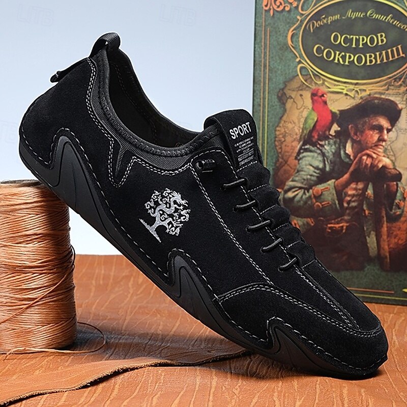 Homens Tênis sapatos feitos à mão Microfibra Confortável Antiderrapante Com Cadarço Preto Bege Cinzento de 2025 por $54.99 –P10