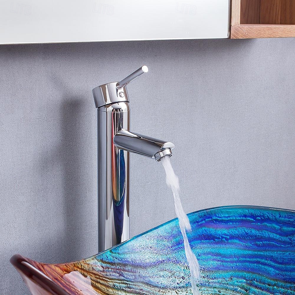 moderno semplice chiaro luce intaglio yuan tesoro lavabo in vetro temperato con rubinetto a cascata lavabo supporto lavello bwy19-193 del 2025 a $453.59 –P7