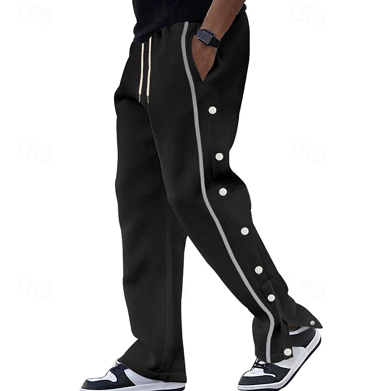 Herr Joggingbyxor Träningsbyxor med vida ben Tear Away Byxor Snörning Elastisk midja Sidoknapp Färgblock Komfort Ledigt Dagligen Helgdag Vintage Sport Svart 2026 - $26.99 –P2