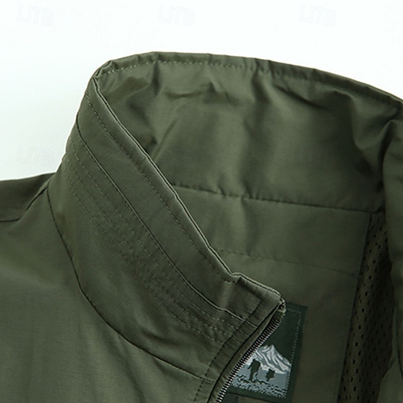 Herr Väst Gilet Fiskeväst Vandringsväst Dagligen Datum Semester Mode Ledigt Vår & Höst Ficka Nylon Bekväm Slät Dragkedja Hög krage Normal Svart Rubinrött Kaki Armégrön Väst 2025 - $24.99 –P6