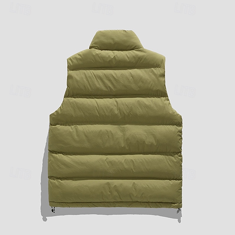 Per uomo Smanicato Gilet imbottito Gilet Giornaliero Appuntamento Da mare Di tendenza Informale Autunno inverno Tasche Poliestere Tenere al caldo Comodo Liscio Cerniera Colletto alla coreana Standard del 2025 a $42.99 –P13