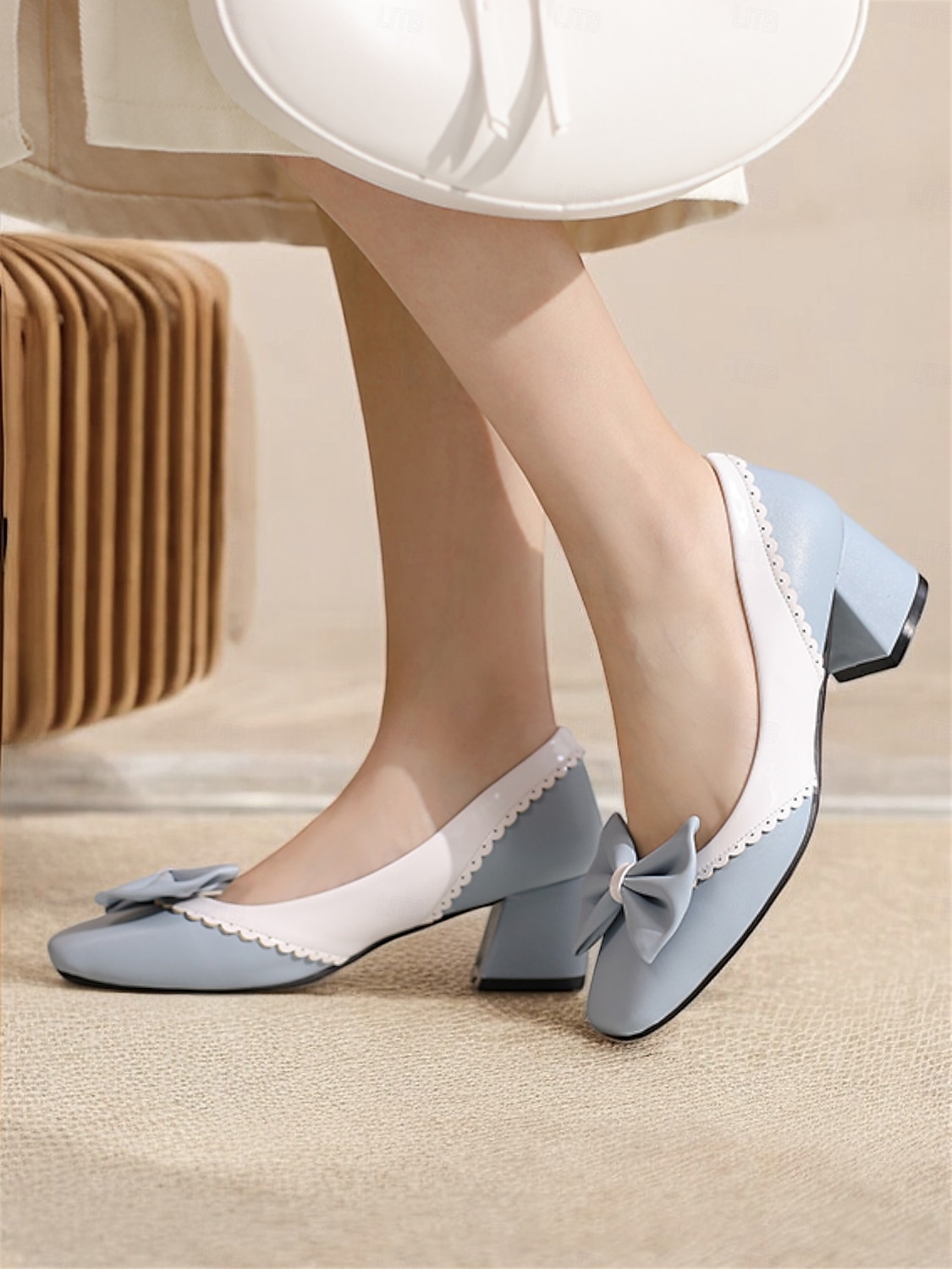 Women's Black and White Block Heel Pumps with Bow Detail – Vintage-Inspired Low-Heel Shoes for Office, Casual, and Dressy Occasions 2025 - $54.99 –P5