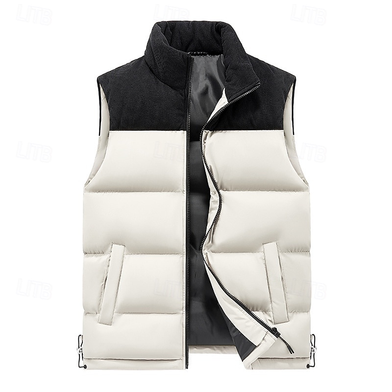 Homme Doudoune Sans Manche Gilet matelassé Gilet du quotidien Rendez-vous Vacances Mode Décontractées Automne hiver Patchwork Poche Polyester Chaud Confortable Plein Poche fermeture Éclair Mao de 2025 ? $38.99 –P8