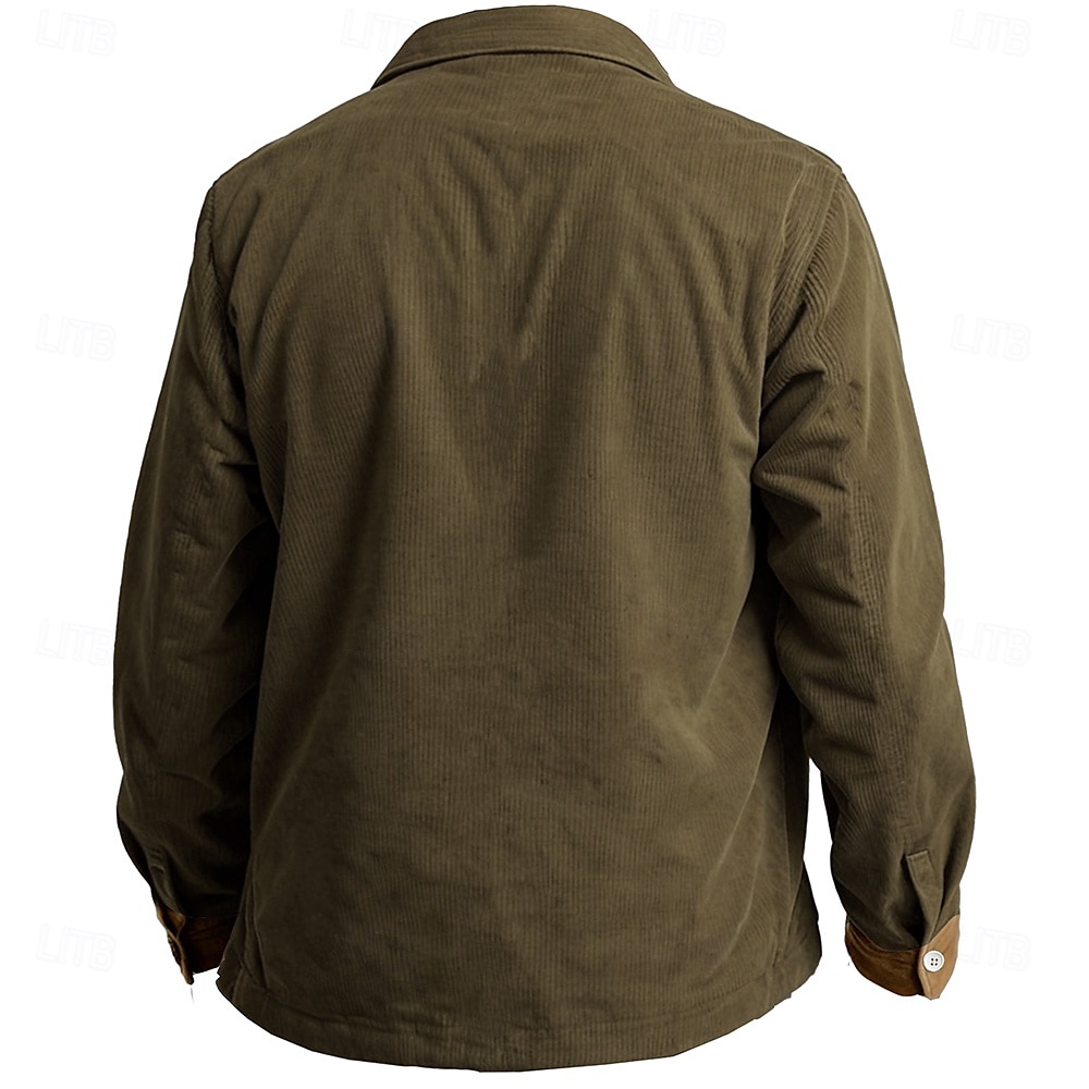 Hombre Color sólido Chaqueta tipo camisa Sobrecamisa Manga Larga Vintage Tribal Uso Diario Otoño invierno Camisas con cuello Abotonar Impresión 3D 2 bolsillos 1 PC Verde Ejército Azul Marino Marrón 2025 - $37.99 –P2