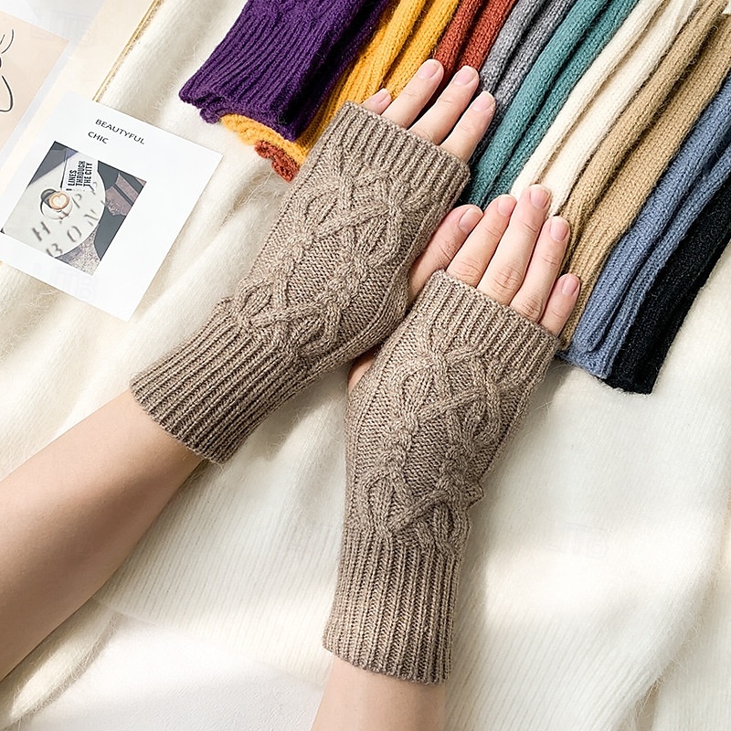 gants sans doigts poignet sans doigts gants tricotés chauffe-bras manches extensibles pour femmes hiver chaud unisexe pour mitaines de 2025 ? $12.49 –P1