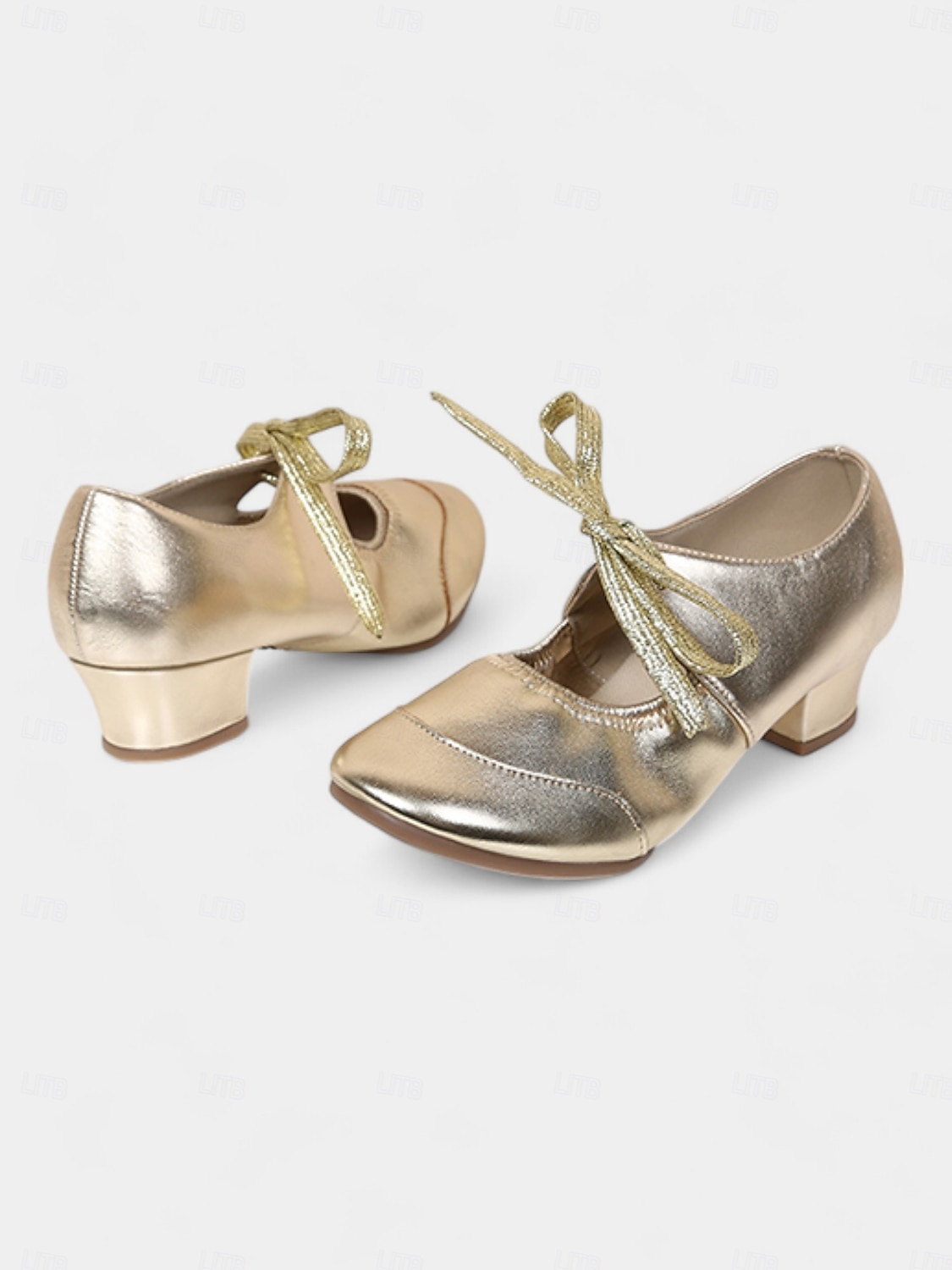 chaussures de danse à lacets dorées pour femmes avec talon bas, parfaites pour les spectacles de danse de salon, latine et jazz de 2025 ? $32.99 –P7