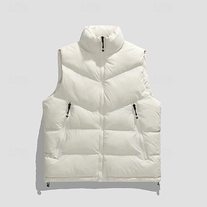 Per uomo Smanicato Gilet imbottito Gilet Giornaliero Appuntamento Da mare Di tendenza Informale Autunno inverno Tasche Poliestere Tenere al caldo Comodo Liscio Cerniera Colletto alla coreana Standard del 2025 a $42.99 –P16