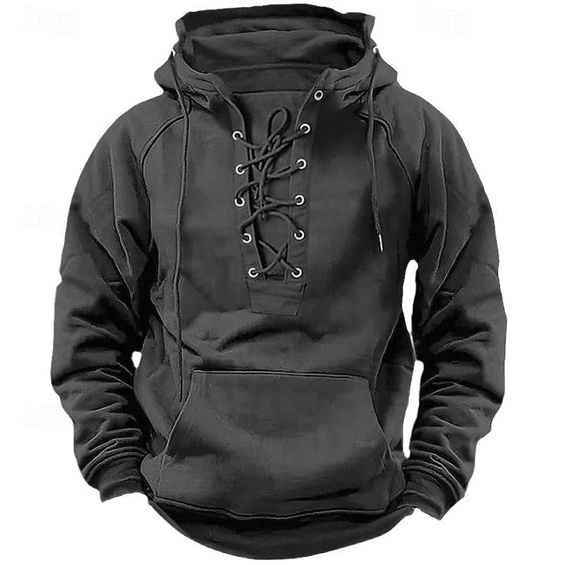 Pánská mikina s kapucí a stahovací šňůrkou černá růžová armádní zelená modrá khaki s kapucí bez kapsy vpředu sportovní outdoor denní sváteční streetwear základní ležérní podzim zima oblečení mikiny s kapucí 2025 - $30.99 –P4