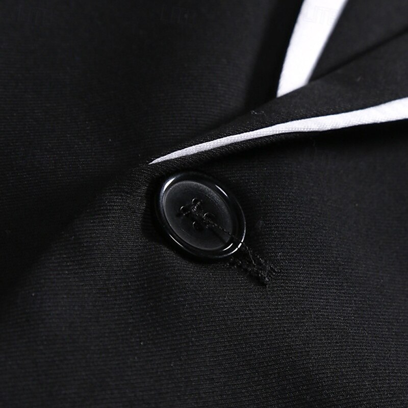 Men's Graduation Blazer Business Cocktail Party Wedding Party Fashion Casual Spring &  Fall Polyester Color Block Buttons Pocket Comfortable Single Breasted Blazer Black 2025 - $60.99 –P4