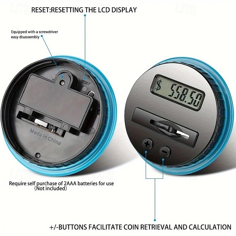 Alcancía digital para contar dinero con capacidad para 800 monedas, perfecta para niños, funciona con pilas (no incluidas), se adapta a todas las monedas de EE. UU. Regalo para Halloween, Acción de 2025 - $22.99 –P6