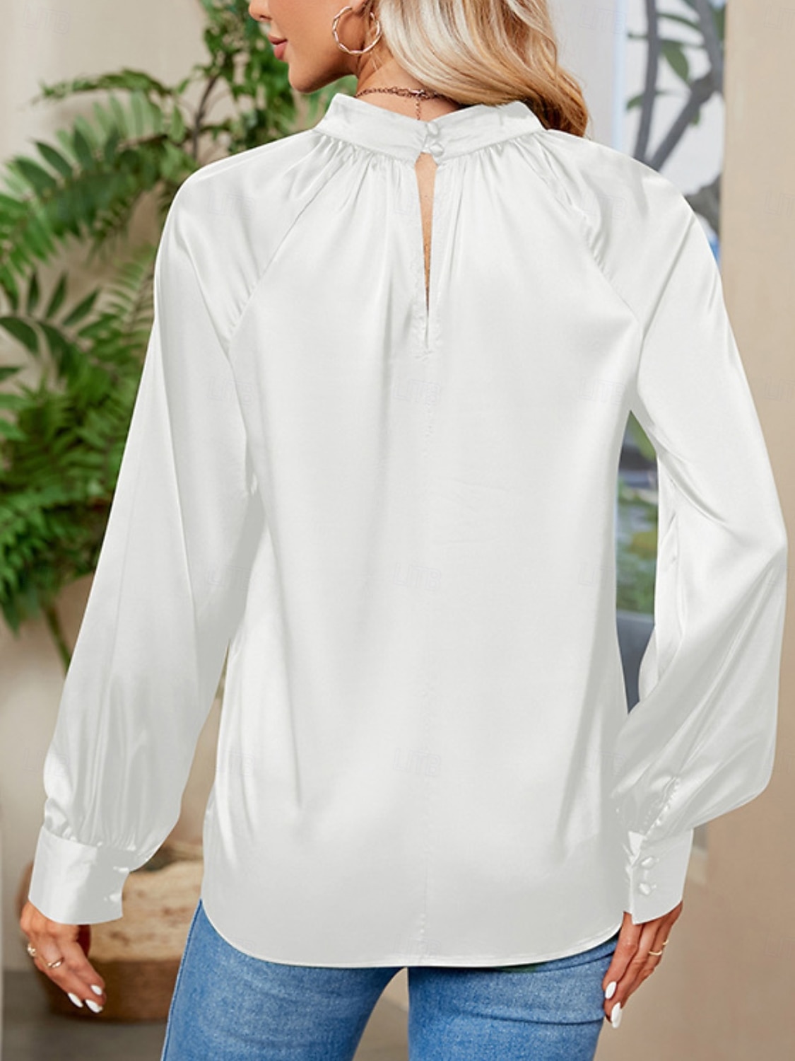 Per donna Camicia Elegant Elegante Raso/Satin Tinta unica Signore Elegante Manica Lunga Scollo a V Top Regolari Feste Lavoro Nodo attorcigliato Nero Bianco Verde Cachi Autunno Inverno del 2025 a $34.99 –P13
