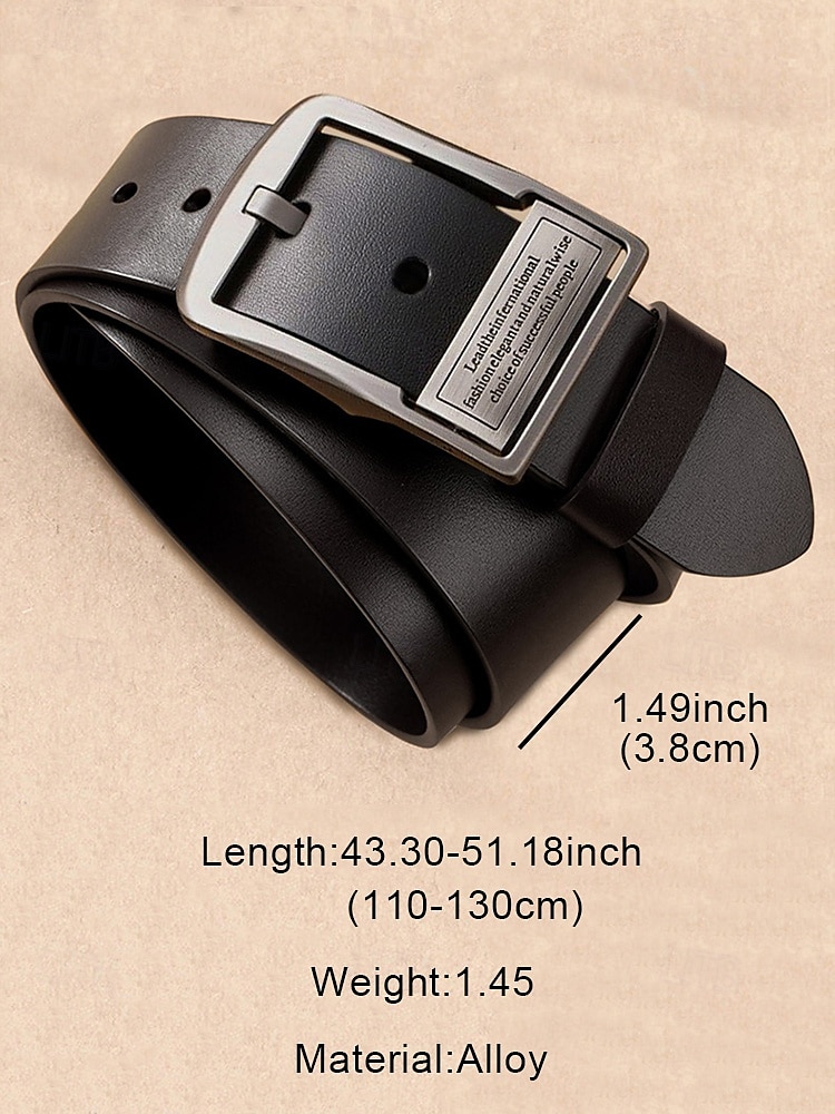 Bruine leren herenriem met grote vierkante gesp - duurzaam modeaccessoire voor casual en formele outfits 2025 - $18.99 –P5