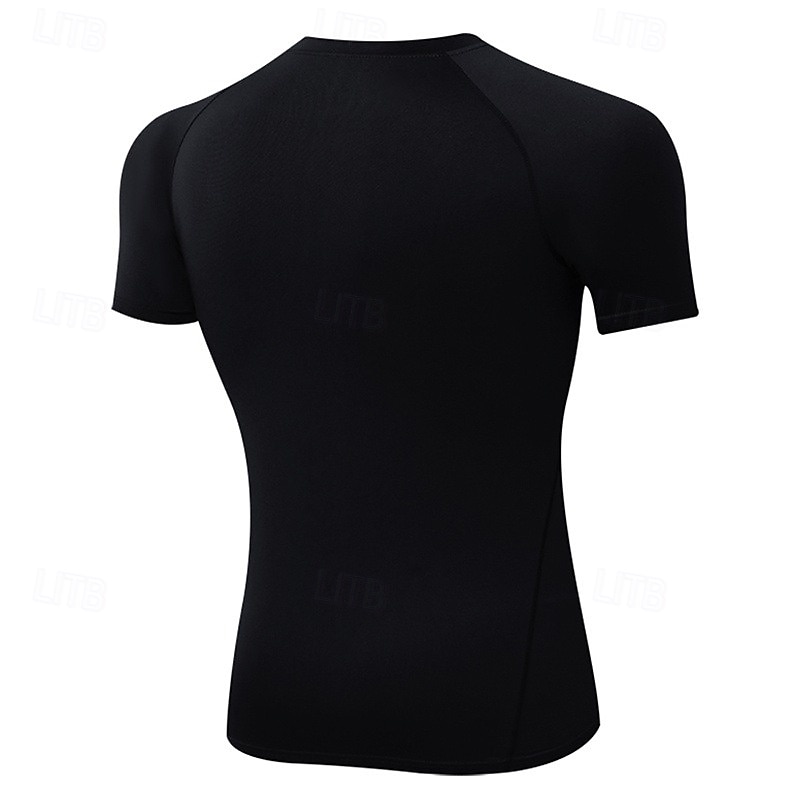 Men's Compression Shirt Athletic Shirt Gym Shirt Fitness Shirt Short Sleeve Tee Tshirt Casual Athleisure Breathable Quick Dry Soft Gym Workout Running Walking Sportswear Activewear Black White Red 2025 - $15.49 –P9