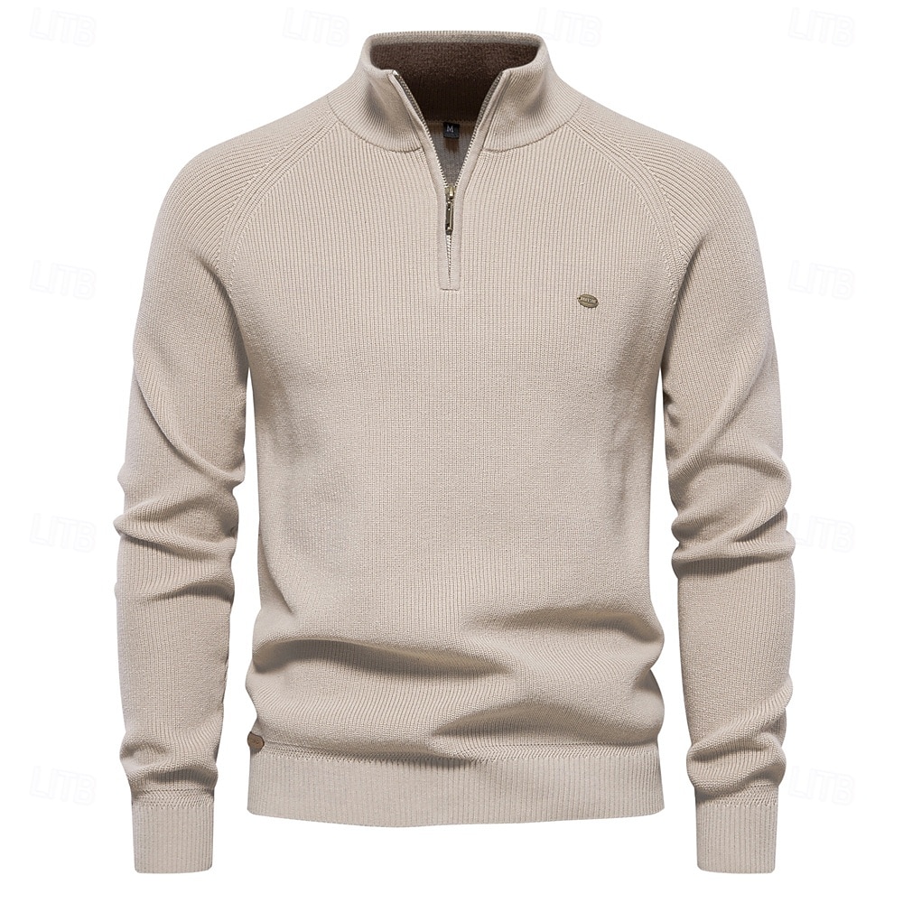 nouveaux cardigans à fermeture éclair en coton d'automne pour hommes mode décontracté social hommes pulls col haut chaud hiver pull tricoté hommes de 2025 ? $46.99 –P6