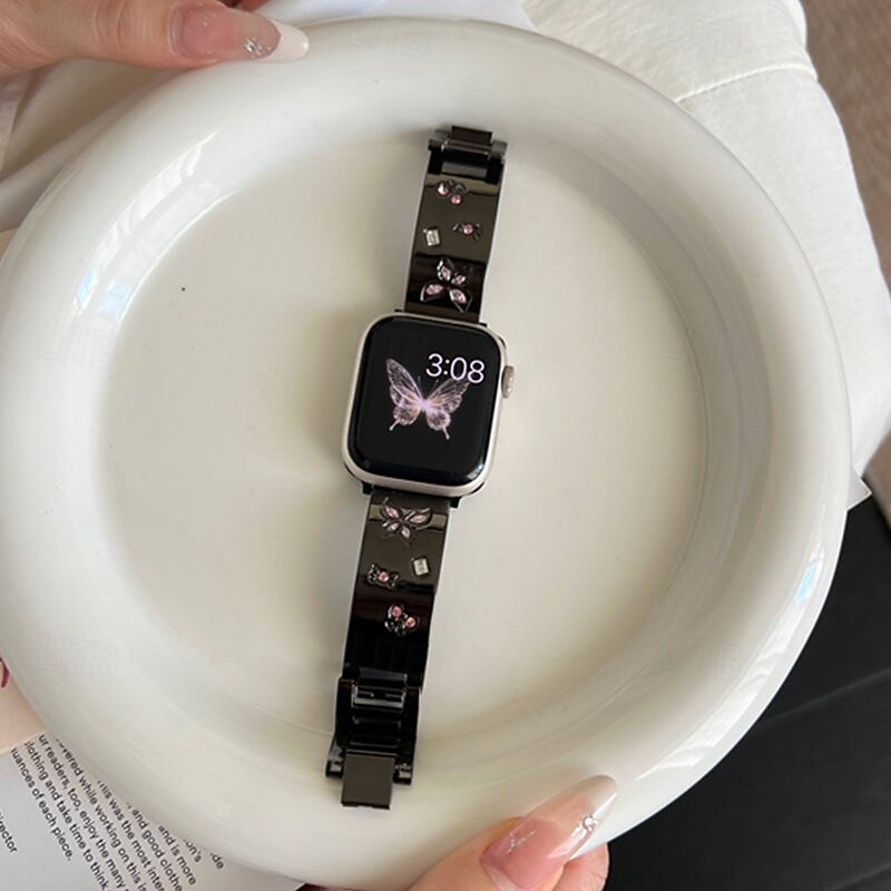 סולו לופ מותאם ל רצועת השעון של Apple Watch 38 מ"מ 40 מ"מ 41 מ"מ 42 מ"מ 44 מ"מ 45 מ"מ 49 מ"מ בלינג יהלום סוגר מתכת מתכוונן סגסוגת רצועת שעון חלופית ל iwatch Ultra 2 Series 9 8 7 SE 6 5 4 3 2 1 2025 - $21.99 -P10