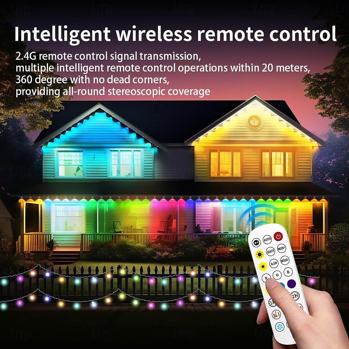 2025年 LED ストリング ダウンライト エタニティ ライト 常設屋外ライト アプリ付き &2.4g リモート RGBIC スマート 軒先ライト IP67 防水 一年中使える 家の屋根 屋外照明 クリスマス ホリデー用 30LED 50フィート延長可能 コレクション – $70.99 –P5