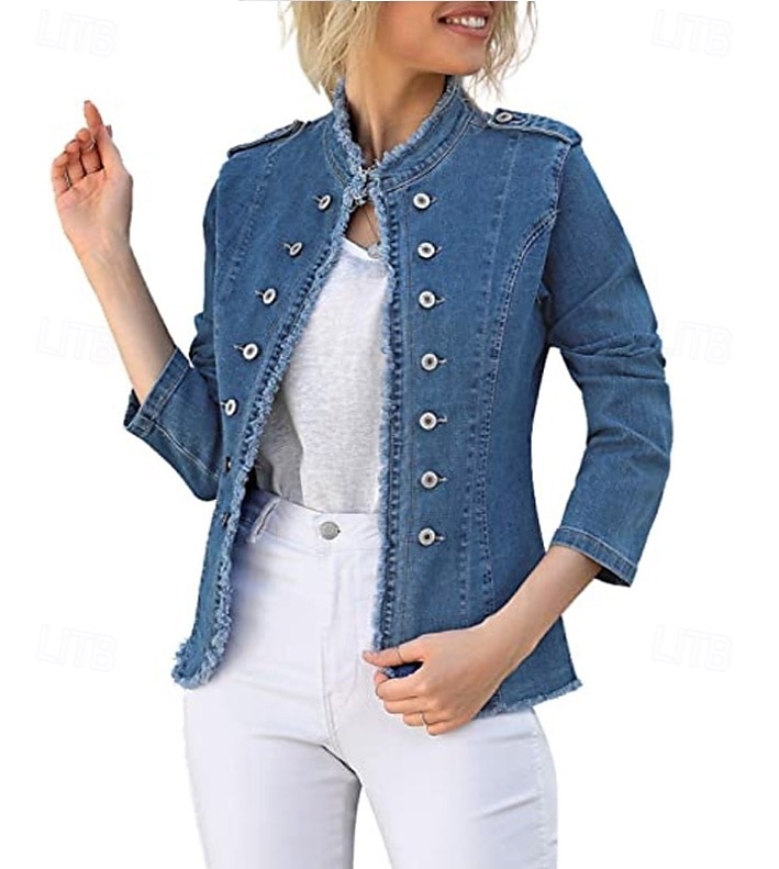 Damen Achselzucken Langarm Asymmetrisch Blau Frühling Herbst Winter 2025 - $36.99 –P3