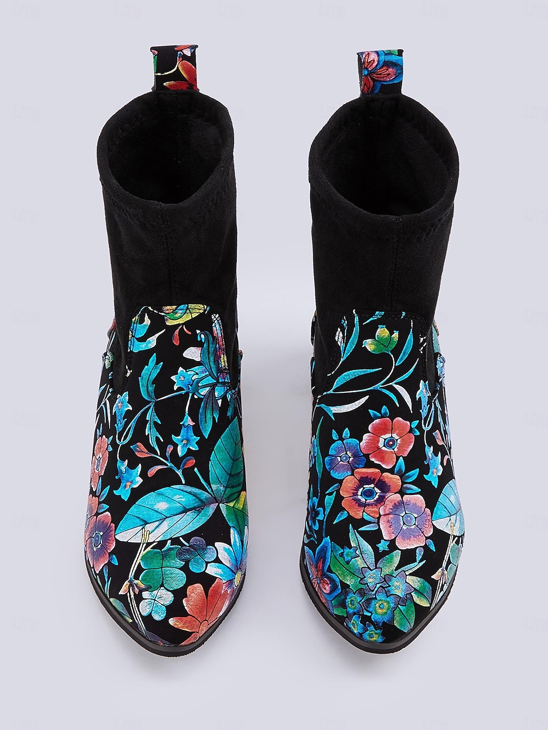 Botines de mujer con bordados florales y tacón ancho acolchado, estilo vintage, calzado de fiesta y casual de moda 2025 - $54.99 –P3