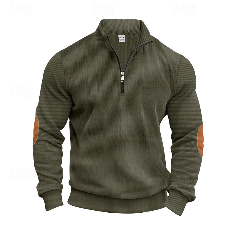 Homme Sweat-shirt Sweat-shirt quart de fermeture éclair Abricot Noir Vert Véronèse bleu marine Gris Demi-zip Bloc de Couleur Patchwork A côtes Texturé Sport & Loisir Quotidien Fête Polyester Velours de 2025 ? $23.99 –P17