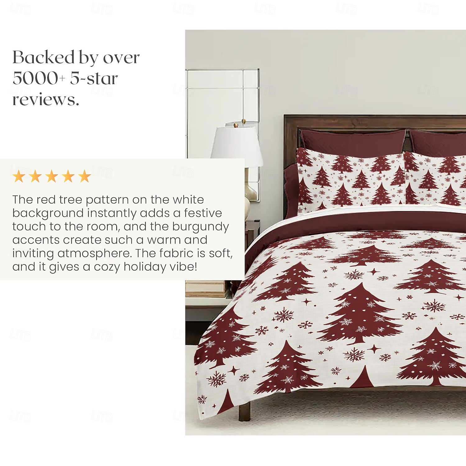 capa de edredom de natal com design de árvore de natal vermelha roupa de cama festiva 100% algodão macio e aconchegante para decoração sazonal de quarto queen king size de 2025 por $69.99 –P10