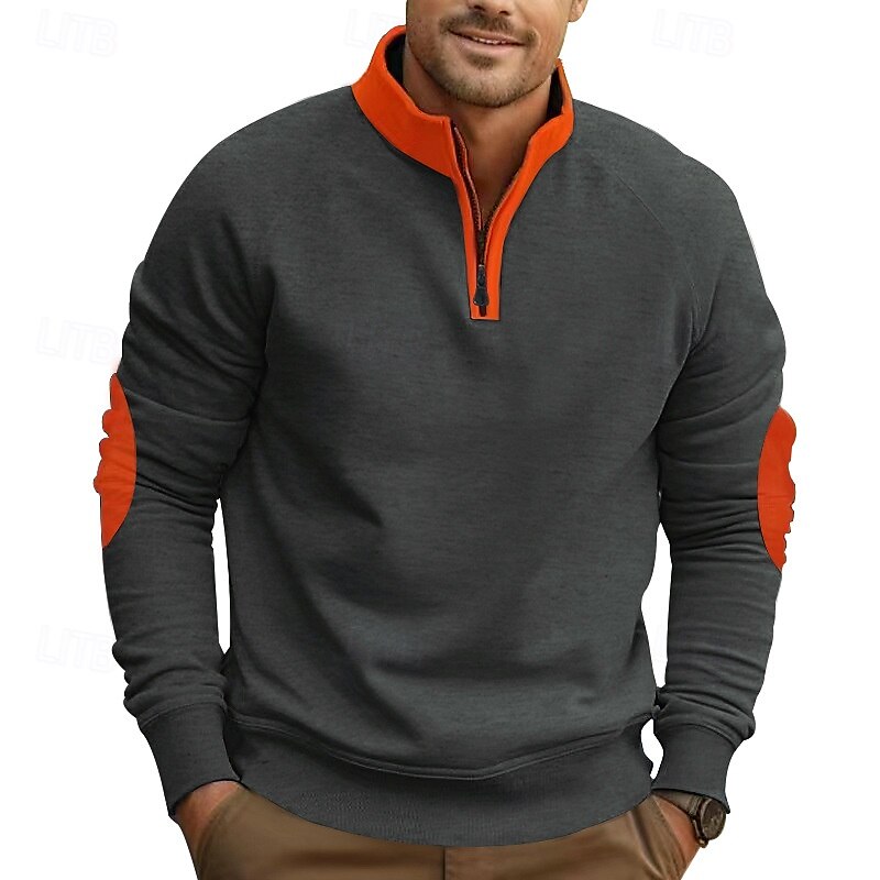 Men's Sweatshirt Quarter Zip Sweatshirt Black Navy Blue Khaki Light Grey Dark Gray Half Zip Plain Color Block Quarter Zip Daily Holiday Going out Streetwear Casual Fall Winter Clothing Apparel Hoodies 2025 - $28.99 –P2