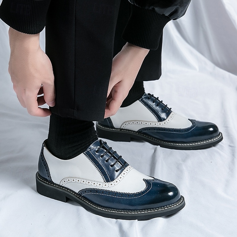 Men's Two-Tone Faux Leather Wingtip Oxford Gatsby Shoes – Vintage 1920s Brogue Spectator Dress Shoes for Wedding, Prom, Swing Dance, Roaring Twenties Party 2025 - $54.99 –P4