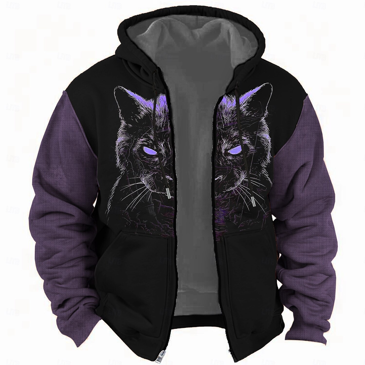 Navidad Hombre Gato Sudadera Sudaderas Sudadera Manga Larga Sudadera con capucha Con Capucha Moda Impresión 3D Festivos Viaje Amarillo Azul Piscina Cremallera Bolsillo Correa Otoño Invierno Diseñador 2025 - $30.99 –P4