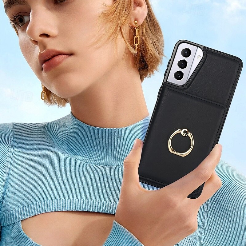 телефон Кейс для Назначение S24 Ultra Plus S23 S22 S21 S20 Ultra Plus FE A55 5G A14 A54 A72 А73 А53 A71 A12 Кейс на заднюю панель со стендом Кольца-держатели Разъем для карты Ретро ТПУ Кожа PU 2025 - $18.99 –P7
