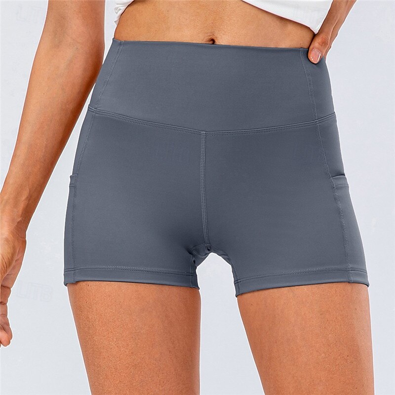 Women's Gym Shorts Yoga Shorts Workout Shorts with Phone Pocket High Waist Yoga Gym Workout Pilates Shorts Black White Yellow Sports Activewear Stretchy Slim 2025 - $17.99 –P3