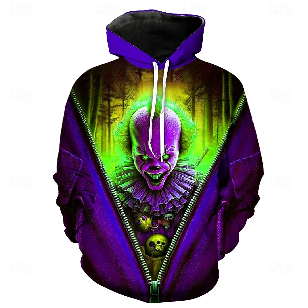 To Klaun Zabijácký klaun Kapuce Pullover předvečer Všech svatých 3D Grafika Pro Pro páry Pánské Dámské Dospělé předvečer Všech svatých Karneval Plesová maškaráda 3D tisk Párty Běžné / Denní 2025 - $24.99 –P9