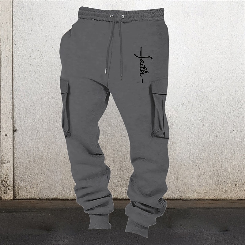 Hombre Pantalones de Deporte Persona que practica jogging Pantalones Pantalones deportivos tipo cargo Cintura elástica Multi bolsillo Puño elástico Estampados Cruz Listo para vestir Exterior Diario 2025 - $25.99 –P6