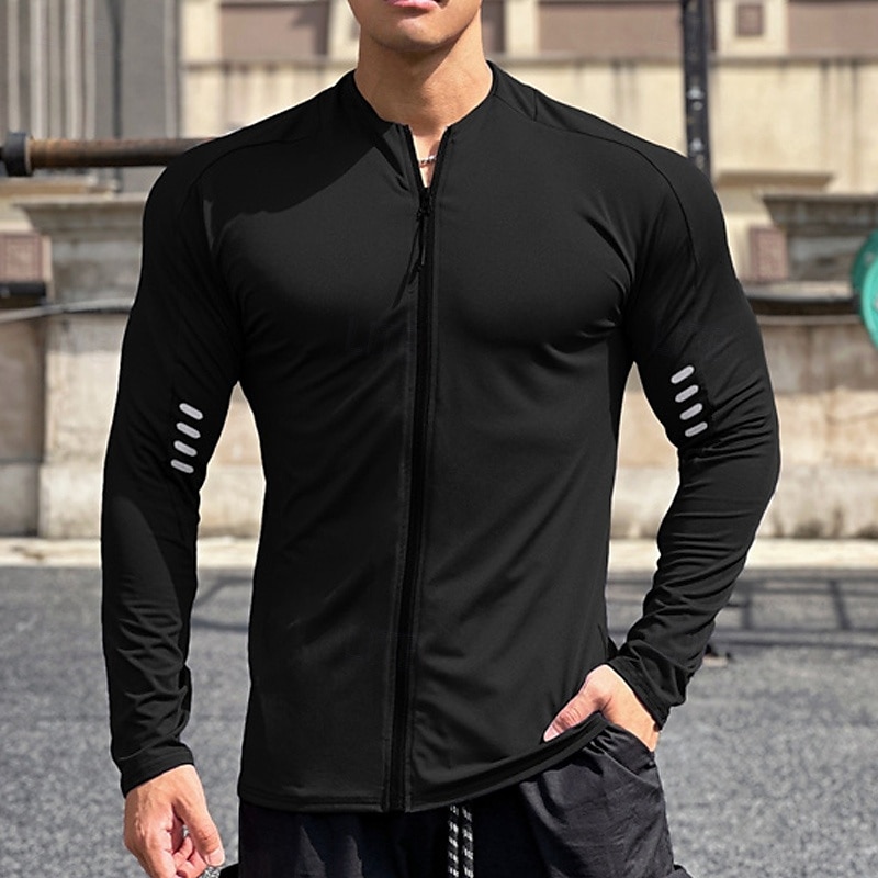 Per uomo Maglia Atletica Maglia da palestra Camicia fitness Camicia a compressione imbottita Zip intera Manica lunga Maglietta / Maglia Informale Athleisure Autunno Traspirante Asciugatura rapida del 2025 a $19.19 –P9
