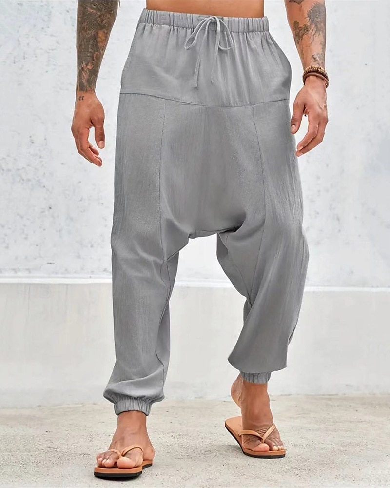 Herren Baumwollhosen Hose Hosen Sommerhosen Strandhose Haremshose Tasche Kordelzug Elastische Taille Glatt Komfort Atmungsaktiv Täglich Festtage Urlaub Hawaiianisch Boho Armeegrün Weiß 2025 - $27.99 –P14