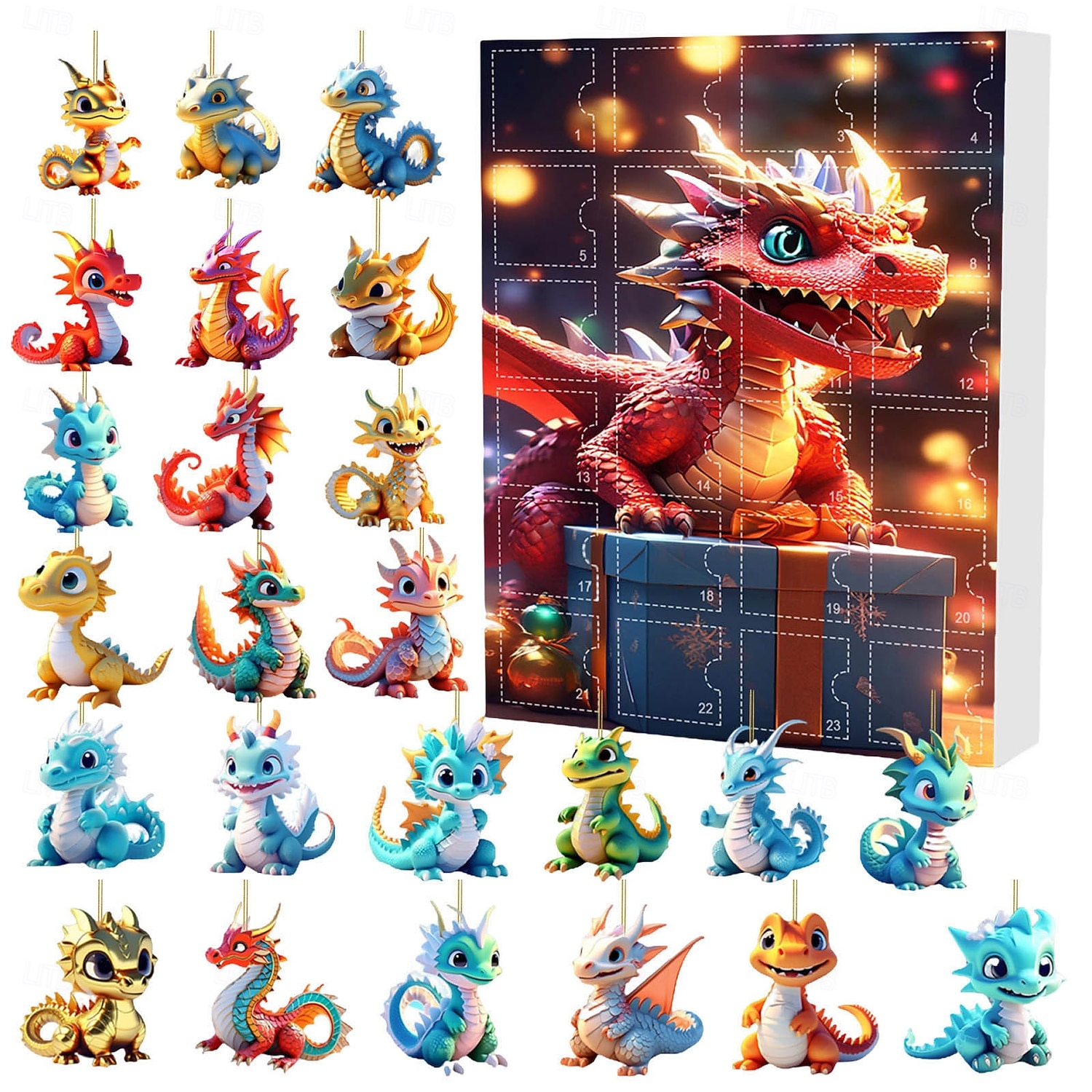 Christmas Advent Calendar Ornaments,2D Acrylic Cute Dragon Baby 24pcs Christmas Ornament Kit Gift 24 Days Countdown Mini Hanging Tree Xmas Ornaments for Christmas Party Decorations 2025 - $19.99 –P5
