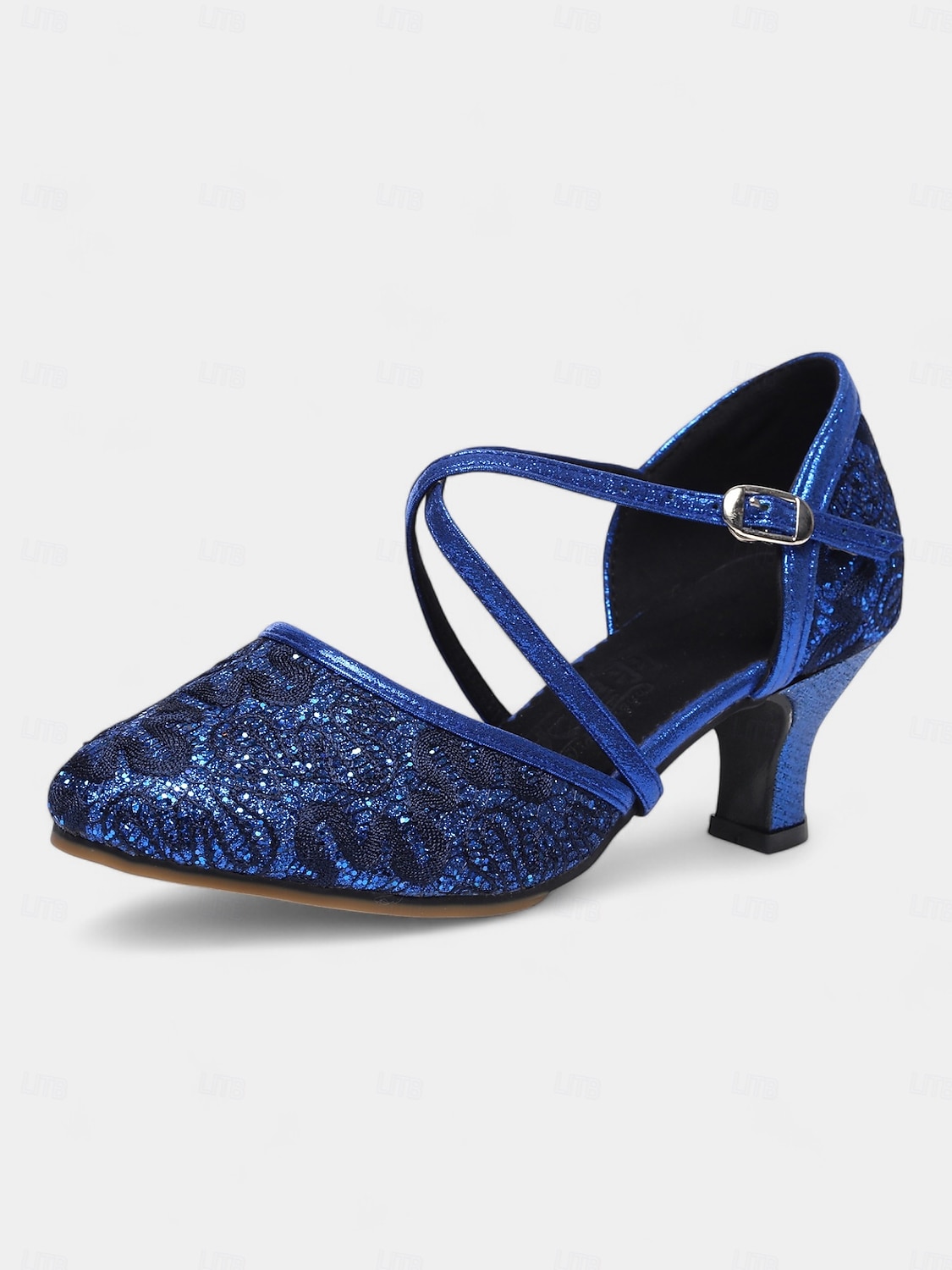 goldene Tanzschuhe aus Spitze für Damen mit gekreuzten Riemen – Pumps mit niedrigem Absatz für Standard- und lateinamerikanische Tänze 2025 - $32.99 –P1