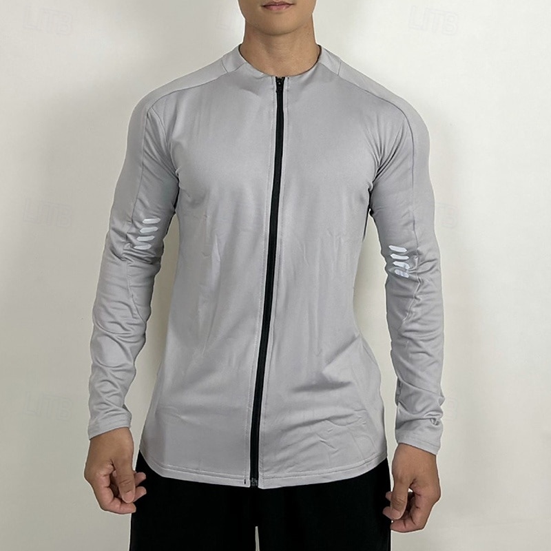 Муж. Спортивная рубашка Фитнес-рубашка Сжатая рубашка сжатия Полный почтовый индекс Длинный рукав Верхняя часть Повседневные Одежда для спорта и отдыха Осень Однотонный Сохраняет тепло Мягкий 2026 - $23.99 –P8