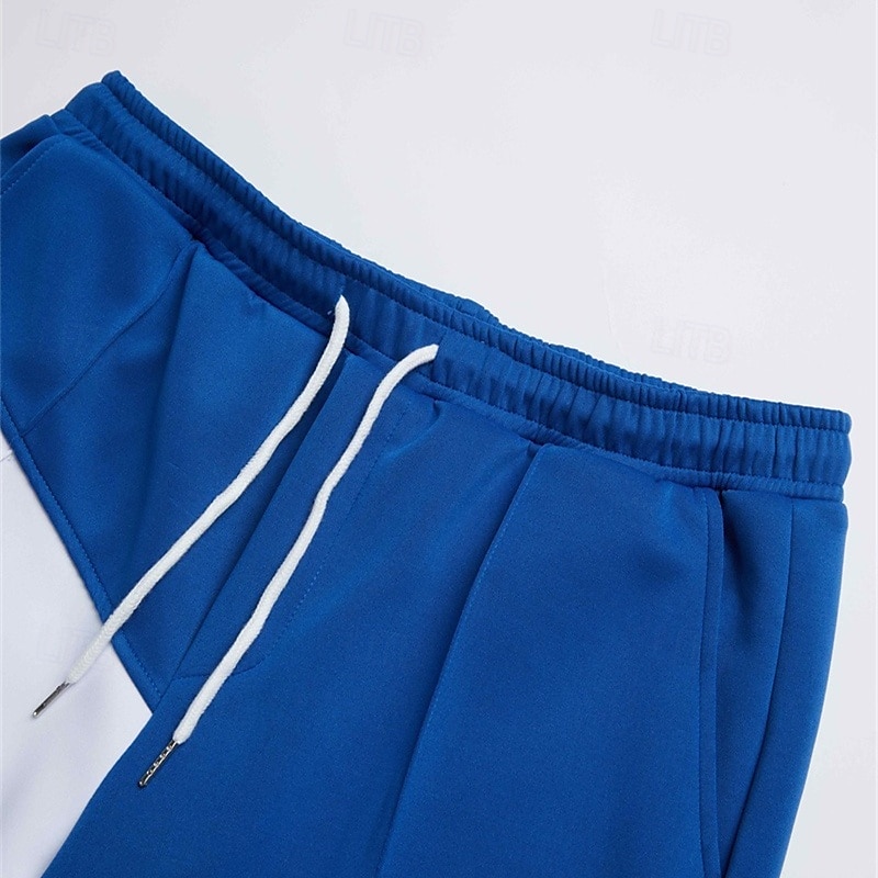 Men's Sweatpants Joggers Trousers Straight Leg Sweatpants Pleated Pants Patchwork Drawstring Elastic Waist Color Block Comfort Breathable Casual Daily Holiday Sports Fashion Black Blue 2025 - $27.99 –P3