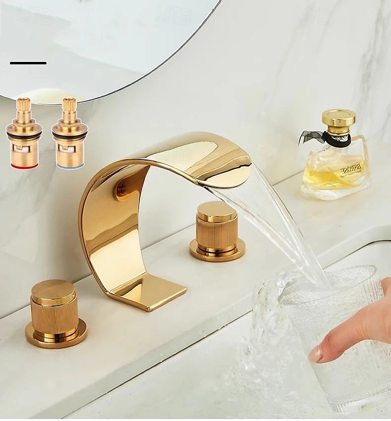 rubinetto per lavabo del bagno - diffuso elettroplaccato diffuso maniglia singola due fori rubinetti per bagno del 2025 a $226.79 –P5