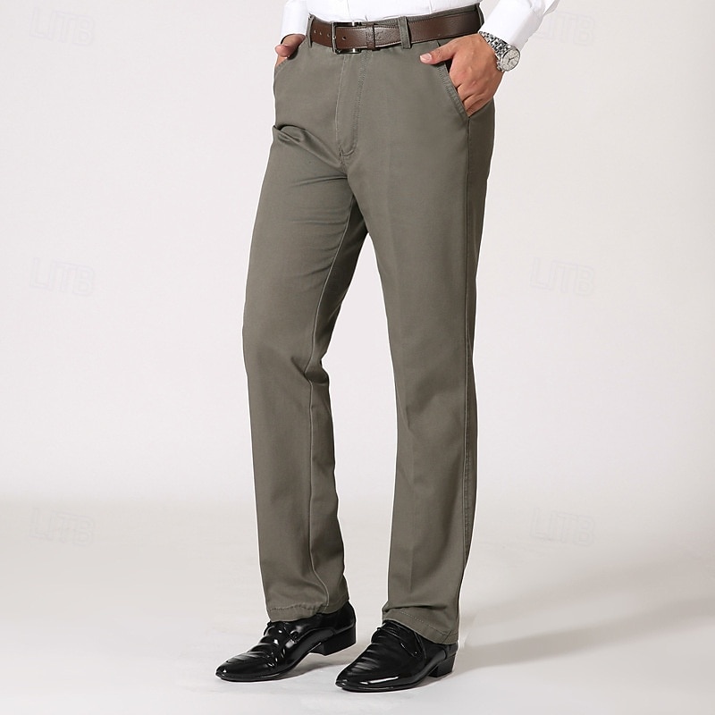 Per uomo pantaloni della tuta Pantaloni Chino Bottoni Tasche Gamba dritta Liscio Comfort Formale Feste Ufficio Di tendenza Classico Nero Verde scuro Media elasticità del 2025 a $18.99 –P16