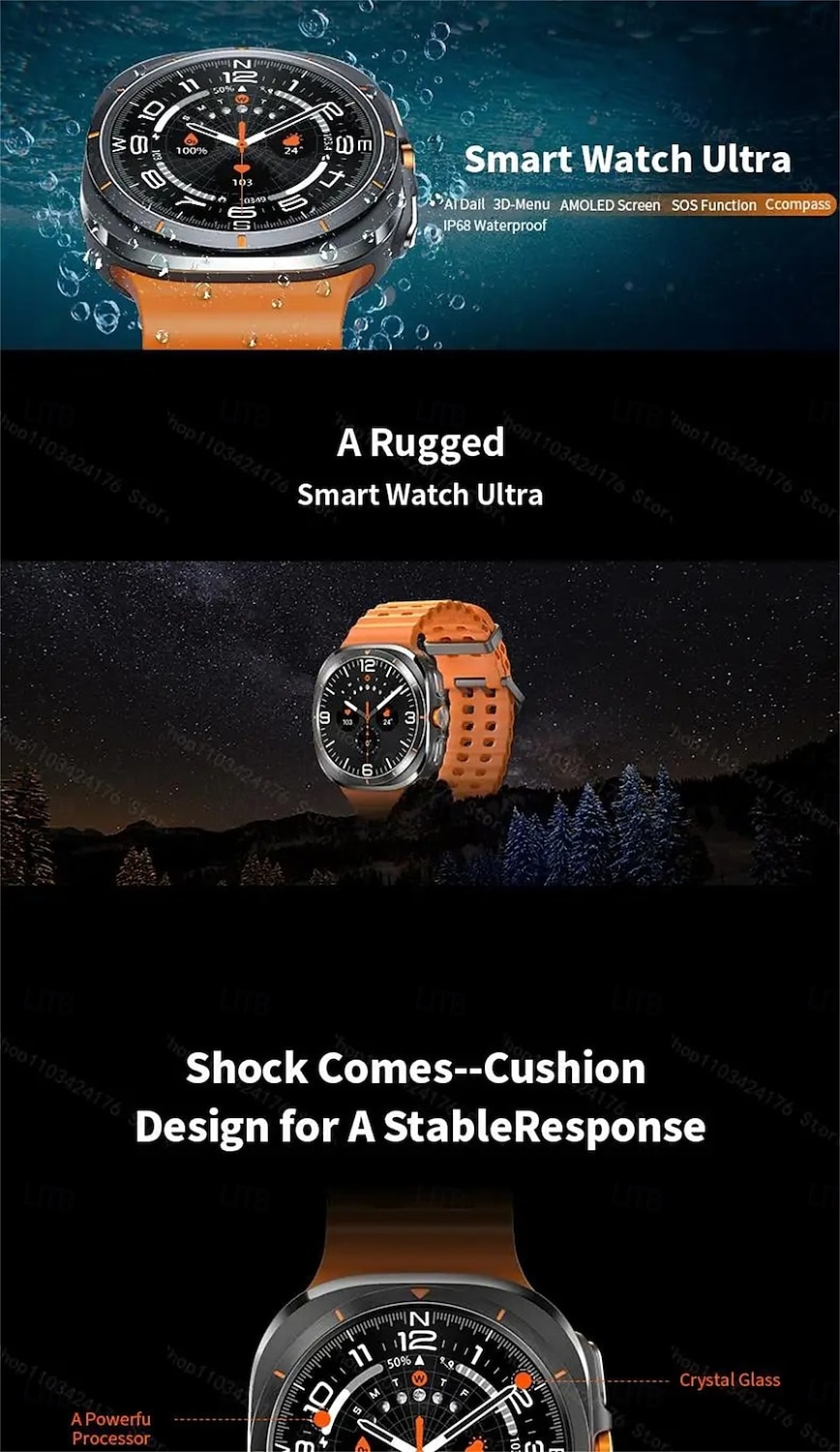 W7 AMOLED Smart Watch Ultra 7 Ai Dail 3D Menu SOS Compass Men Women Bluetooth Call Wireless Charging Sport Smartwatch 2025 - $54.99 –P1