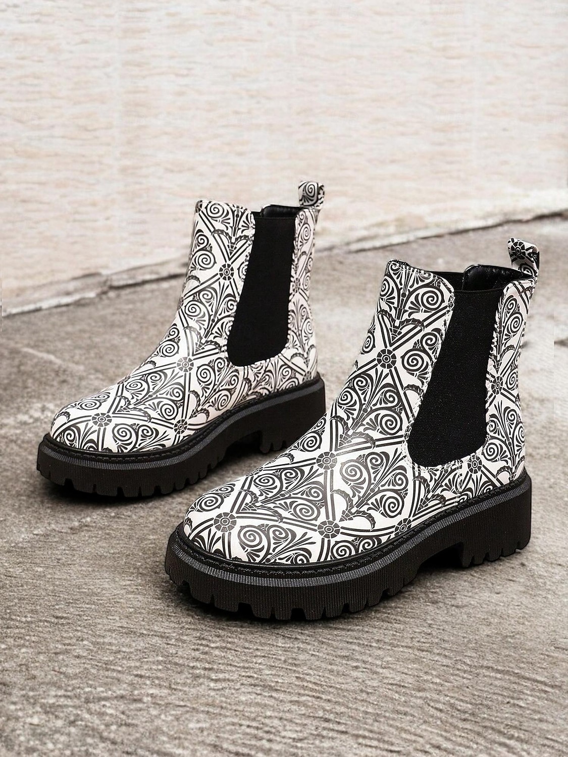 mehrfarbige Chelsea-Stiefel im Patchwork-Stil für Damen – moderne dicke Sohle mit elastischen Seiteneinsätzen für Retro- und Casual-Styling 2025 - $46.99 –P2