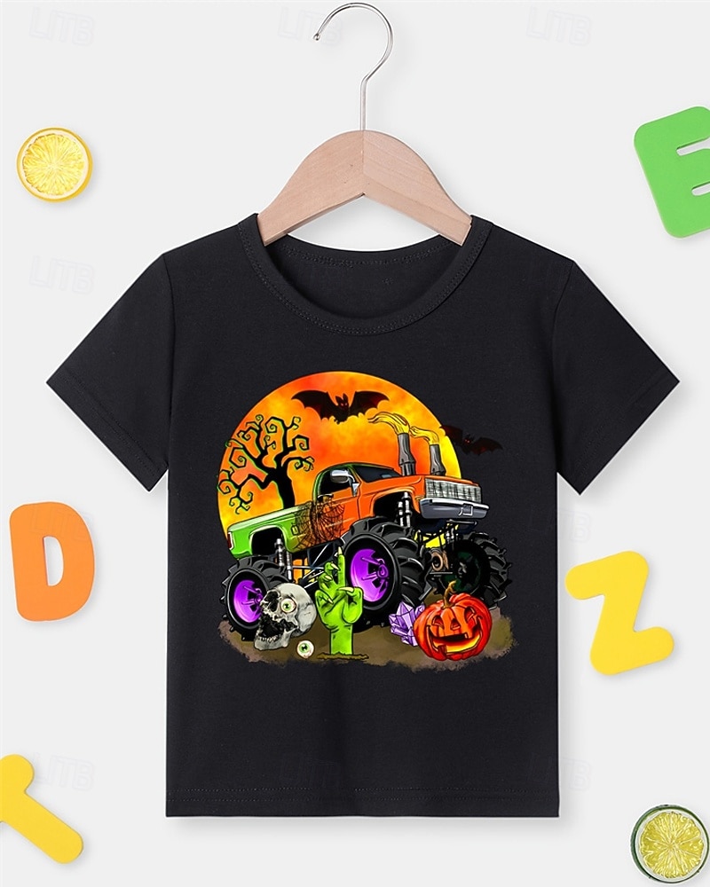 Halloween Jongens 3D Pompoen Automatisch T-shirt Tops Korte mouw Zomer Modieus Sport Polyester Kinderen 4-12 jaar Strakke ronde hals Casual Alledaagse kleding Vakantie Normale pasvorm 2025 - $13.49 –P2
