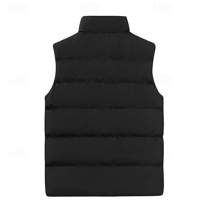 Per uomo Gilet imbottito Quotidiano Casual Autunno & Inverno Tasca con cerniera Poliestere Confortevole Semplice Cerniera Collo alla coreana Vestibilità regolare Nero Borgogna Cachi Blu scuro Gilet del 2025 a $20.99 –P10