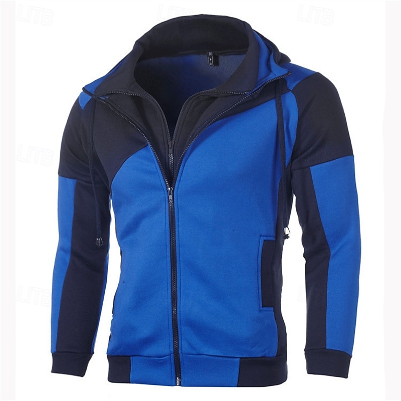 Herren Vollreißverschluss-Kapuzensweatshirt Reißverschluss Kapuzensweatshirt Fleece Kapuzensweatshirt Weiß Rote Blau Grau Mit Kapuze Farbblock Reißverschluss Patchwork Tasche Sport & Outdoor Täglich 2026 - $24.99 –P6