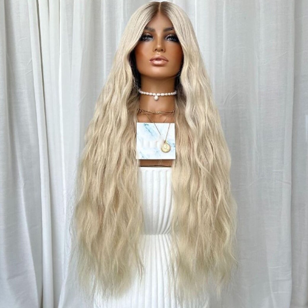parrucca frontale in pizzo 13x4 con capelli umani remy, parrucca bionda cenere con capelli per bambini, senza colla, con onde naturali e ombre, per donne del 2025 a $236.99 –P3