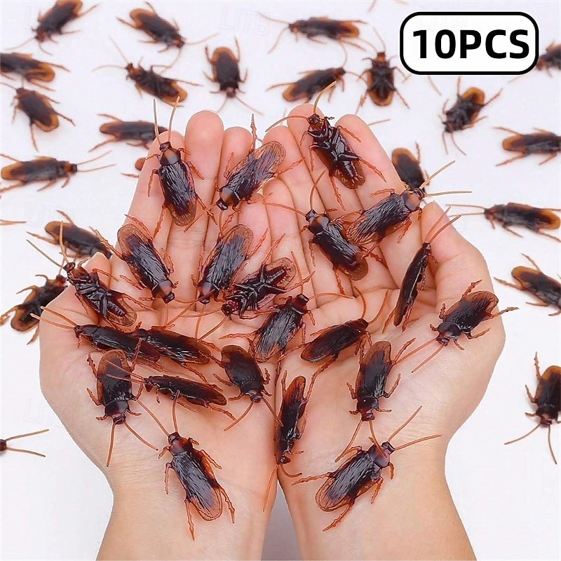 10 modelli realistici di scarafaggi in plastica - scarafaggi di gomma per scherzi per Halloween, Natale, stanze di fuga e decorazioni spaventose del 2025 a $6.99 –P1