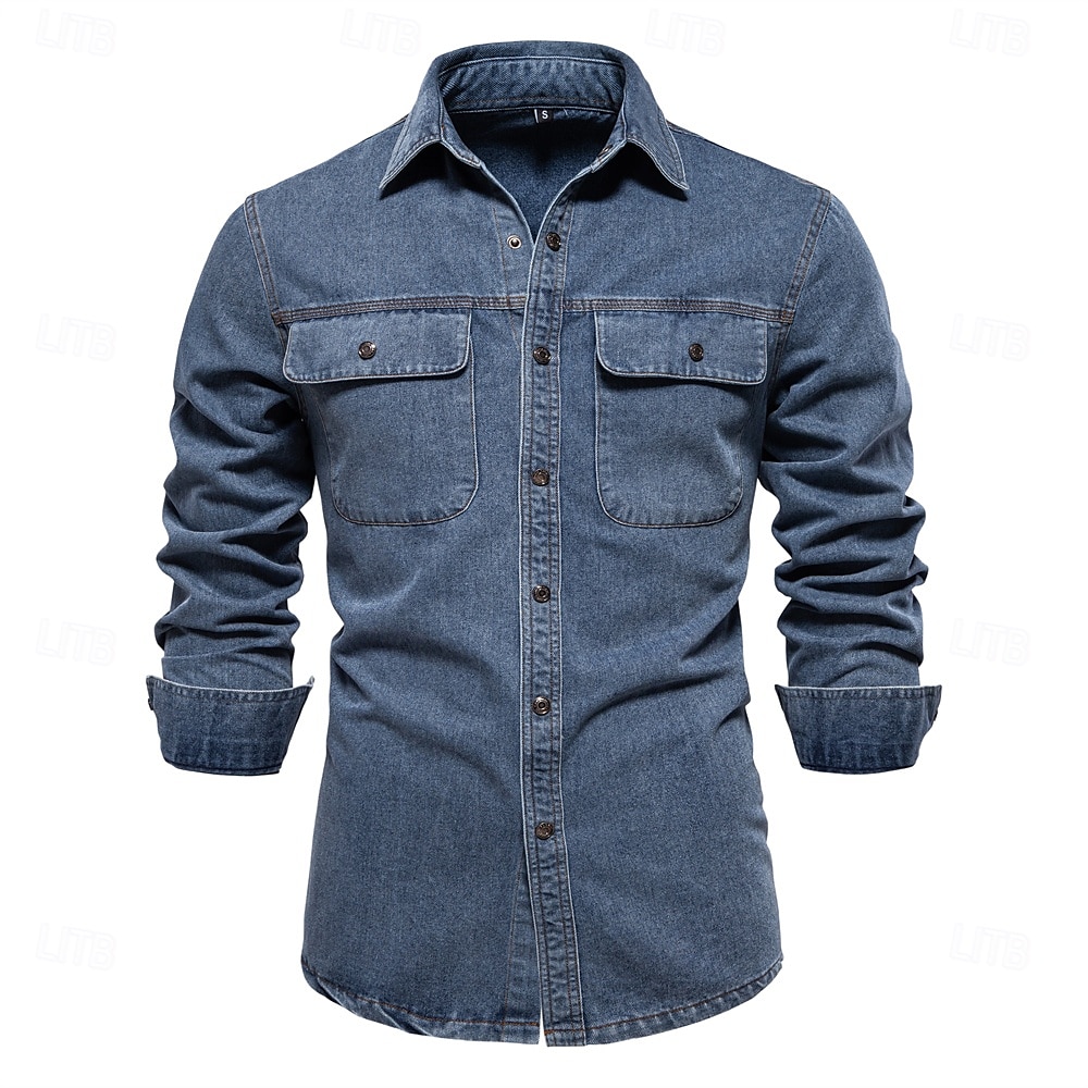 Per uomo Camicia Camicia button-down Camicia casual Camicia con Bottoni Blu marino Blu Manica Lunga Tinta unica Collo ripiegato Colletto a Camicia All'aperto Lavoro Tasca Abbigliamento Neutro del 2025 a €18.99 –P5
