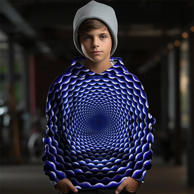 Pojkar 3D Grafisk Geometrisk Huvtröja Långärmad Vår Höst Mode Streetwear Barn 4-12 år Huva Utomhus Ledigt Dagligen Normal 2025 - $18.99 –P1
